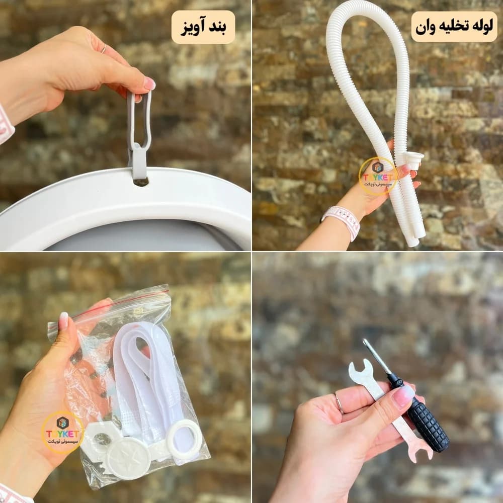 ست وان حمام تاشو پایه دار دماسنج دار نوزاد ۸ تکه — تصویر ۸