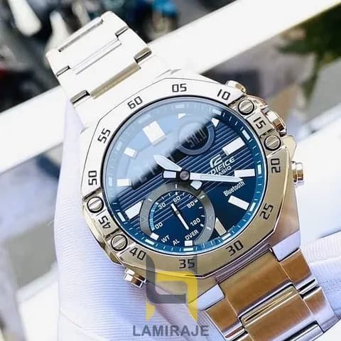 ساعت مردانه کاسیو ادیفایس کاسیو edifice ECB-950DB-2ADF با بند فلزی سیلور و صفحه سورمه ای — تصویر ۵