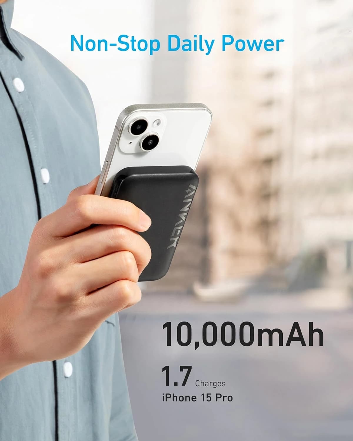 پاوربانک بی سیم MagGo انکر 334 مدل A1642 ظرفیت 10000 میلی آمپر (بسته باز شده) — تصویر ۳