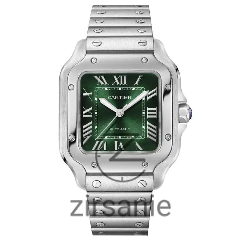 ساعت مچی مردانه کارتیر سانتوز سیلور صفحه سبز Cartier Santoz Silver green screen