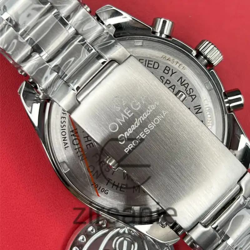 ساعت مچی مردانه امگا اسپید مستر سیلور صفحه آبی Omega Speedmaster silver blue screen — تصویر ۱۲