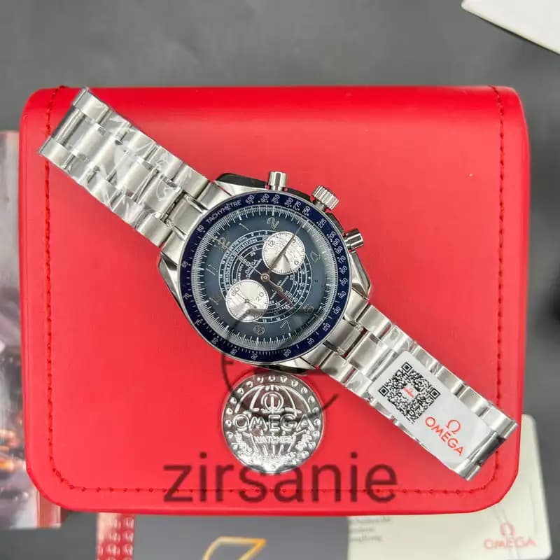ساعت مچی مردانه امگا اسپید مستر سیلور صفحه آبی Omega Speedmaster silver blue screen — تصویر ۸