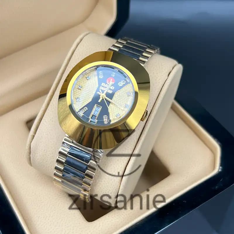 ساعت مچی مردانه رادو تخم مرغی اتومات طلایی وسط مشکی Rado Diastar Automatic Golden Center Black — تصویر ۹