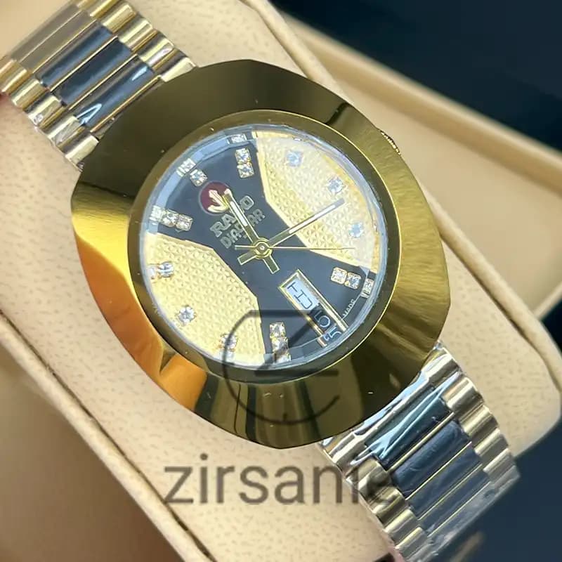 ساعت مچی مردانه رادو تخم مرغی اتومات طلایی وسط مشکی Rado Diastar Automatic Golden Center Black — تصویر ۶