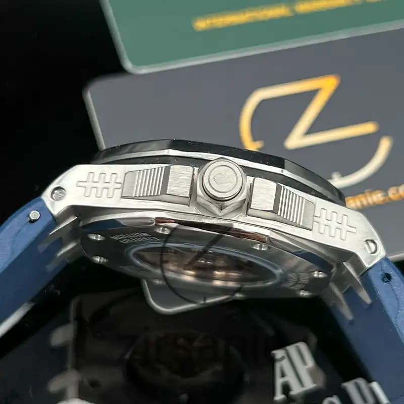 ساعت مچی مردانه اودمار پیگه افشور اکولایزر اتوماتیک سیلور سرمهای Audemars Piguet Royal Oak Offshore Music Edition Silver Navay — تصویر ۷