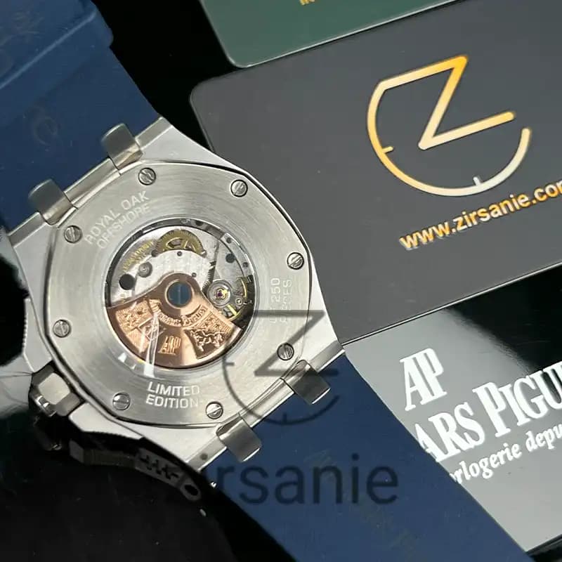 ساعت مچی مردانه اودمار پیگه افشور اکولایزر اتوماتیک سیلور سرمهای Audemars Piguet Royal Oak Offshore Music Edition Silver Navay — تصویر ۵