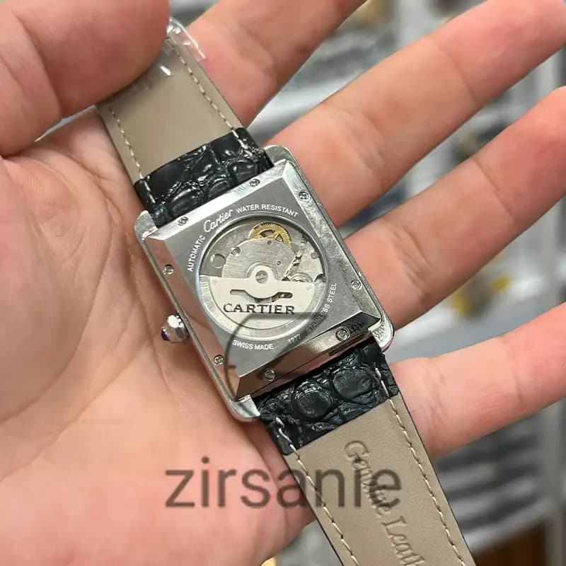 ساعت مچی مردانه کارتیر تانک اتومات دورنگین سیلور سفید Cartier Tank Automatic Daimand Silver White — تصویر ۸