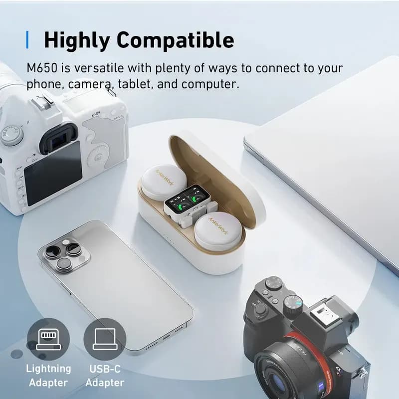 میکروفن یقه ای انکروورک مدل M650 Wireless Lavalier با درگاه اتصال Type-C و Lightning — تصویر ۷