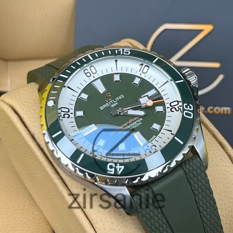 ساعت مردانه برایتلینگ سوپر اوشن اتومات سیلور سبز Breitling Superocean Automatic Silver Green — تصویر ۱۱