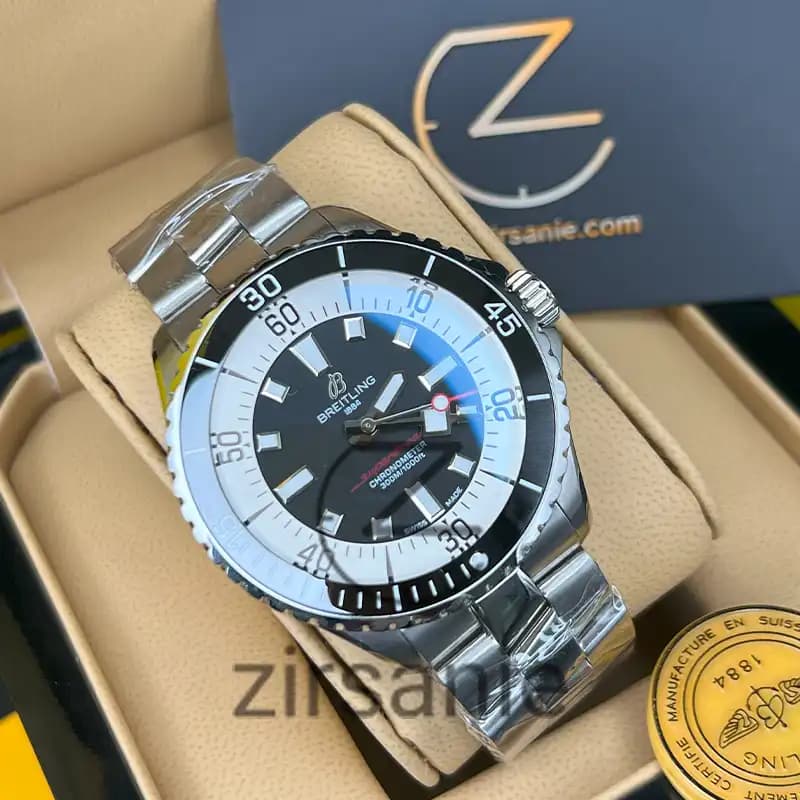 ساعت مردانه برایتلینگ سوپر اوشن اتومات سیلور صفحه مشکی Breitling Superocean Automatic Silver Black Screen — تصویر ۱۰