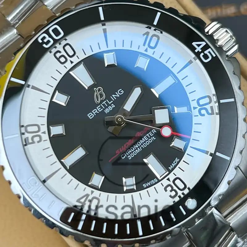 ساعت مردانه برایتلینگ سوپر اوشن اتومات سیلور صفحه مشکی Breitling Superocean Automatic Silver Black Screen — تصویر ۱۱