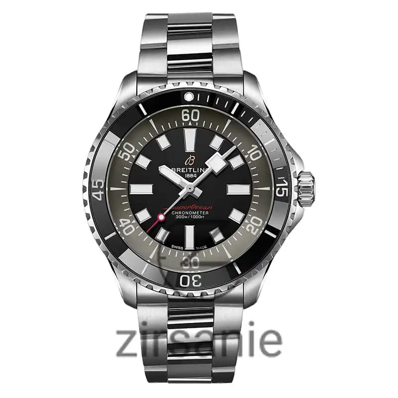 ساعت مردانه برایتلینگ سوپر اوشن اتومات سیلور صفحه مشکی Breitling Superocean Automatic Silver Black Screen