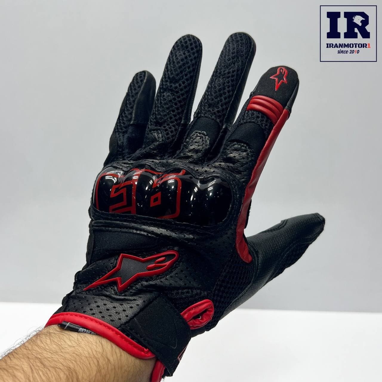 دستکش موتور سواری آلپین استار چرمی کربن Alpinestar مشکی قرمز