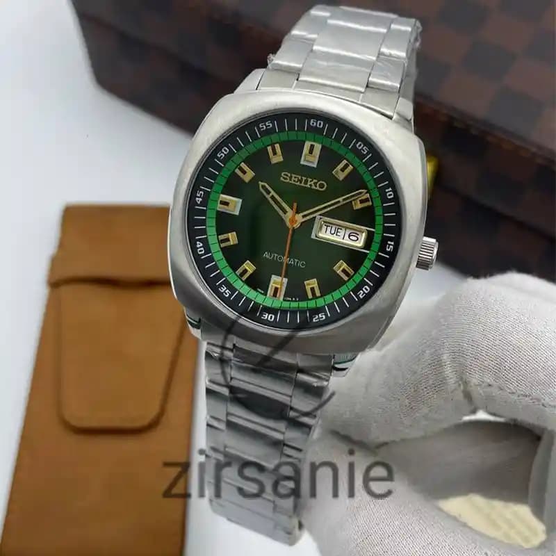 ساعت مچی مردانه سیکو مربعی اتوماتیک سیلور صفحه سبز Seiko Re Craft Automatic Silver Green Screen — تصویر ۶