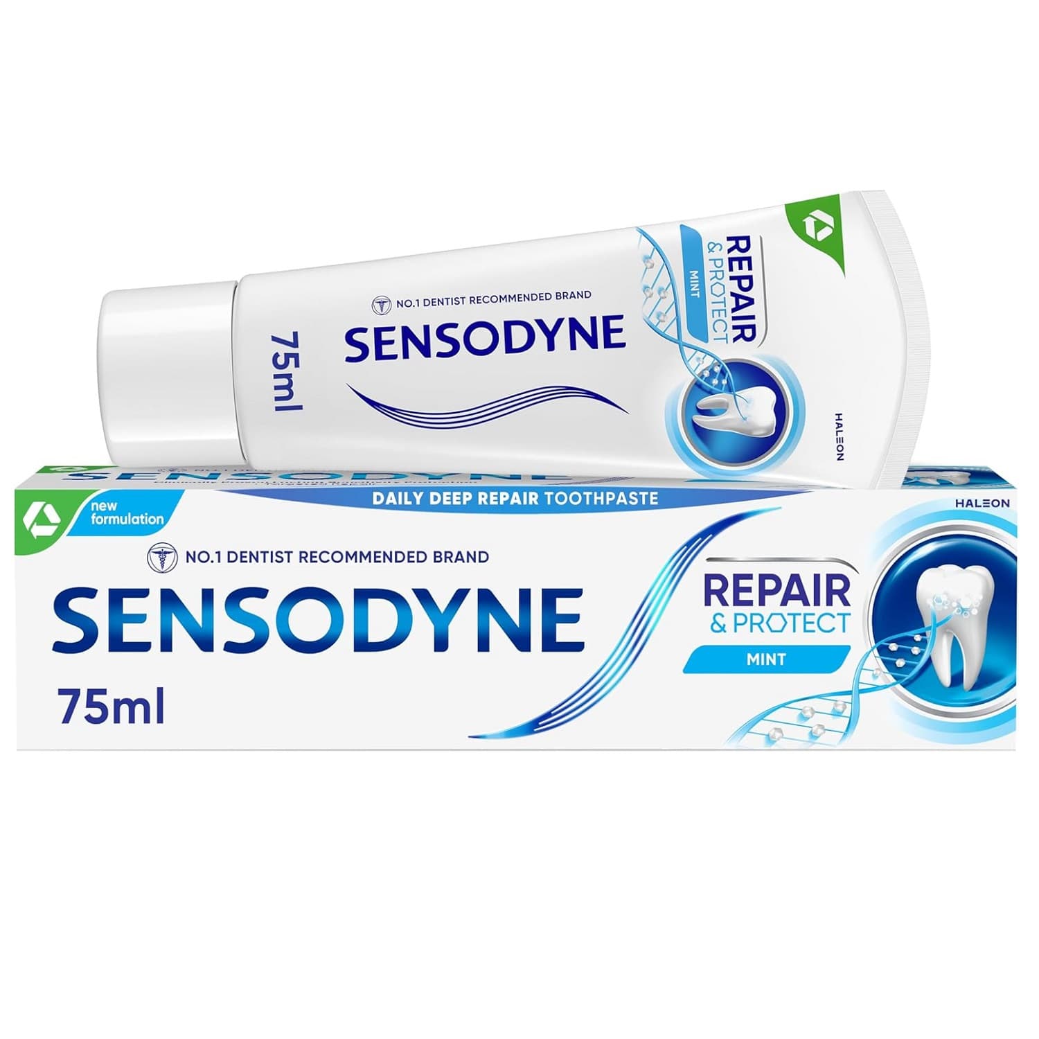 خمیر دندان ضد حساسیت و سفیدکننده سنسوداین Sensodyne Repair & Protect Mint حجم 75 میل — تصویر ۶