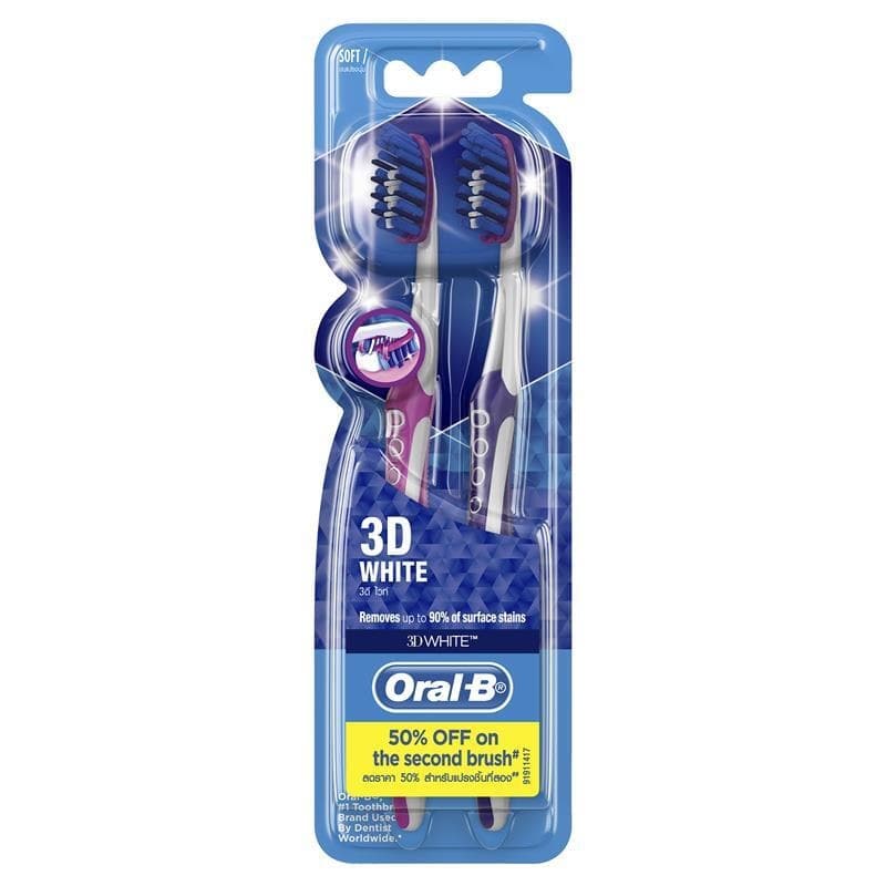 مسواک سفیدکننده اورال بی Oral-B 3D White Soft بسته ۲ عددی برس Soft