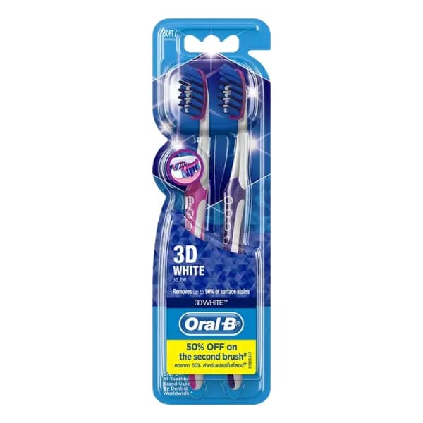 مسواک سفیدکننده اورال بی Oral-B 3D White Soft بسته ۲ عددی برس Soft — تصویر ۲