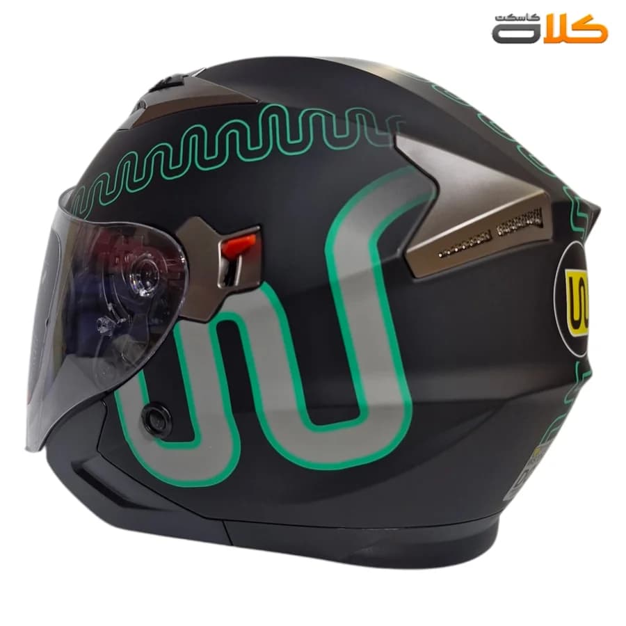 کلاه کاسکت بدون فک مشکی سبز Wstandard مدل F01 — تصویر ۱۱