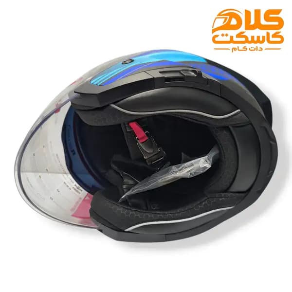 کلاه کاسکت رنگ مشکی آبی کراسی ردلاین REDLINE کد23 — تصویر ۱۲