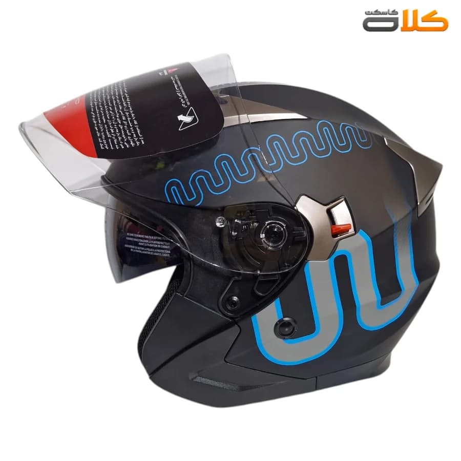 کلاه کاسکت بدون فک دبلیو استاندارد رنگ آبی مدل F01 — تصویر ۴