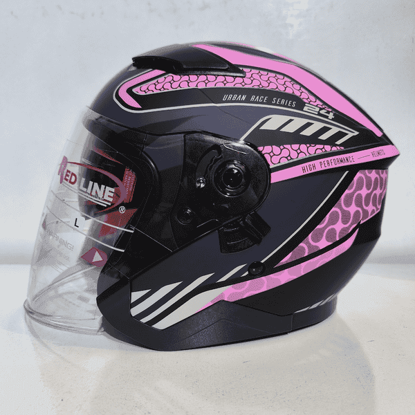 کلاه کاسکت بدون فک مدل 956 ردلاین عینکدار PinkB — تصویر ۵
