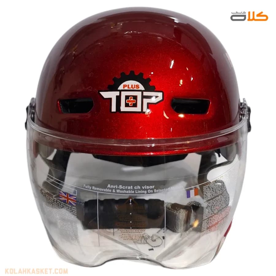 کلاه کاسکت اسکوتری TOP+ با قابلیت تنظیم سایز رنگ قرمز — تصویر ۲