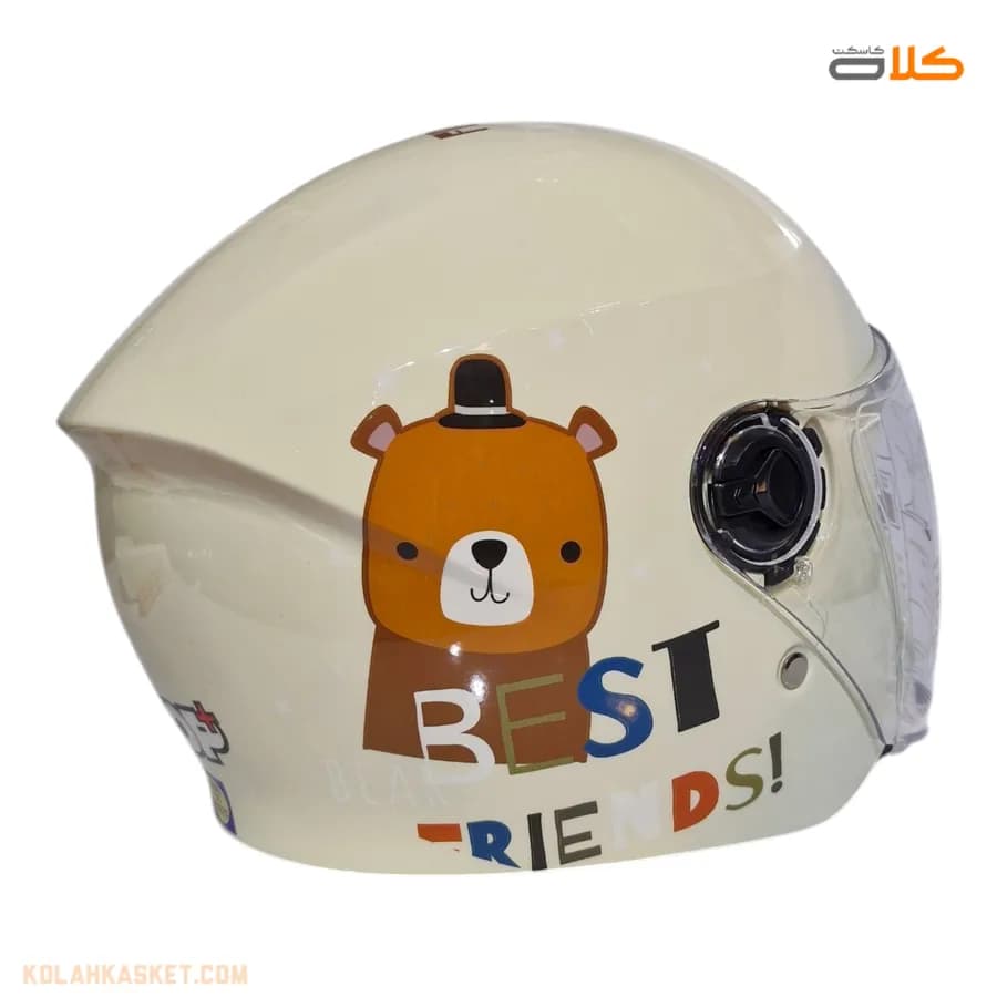 کلاه کاسکت کودک بدون فک TOP+ رنگ کرم — تصویر ۱۰