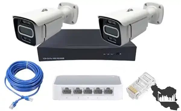 پکیج دوربین مداربسته IP دو عددی دید در شب رنگی اقتصادی — تصویر ۲