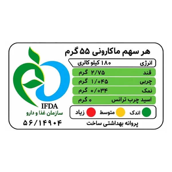 پنه ریگاته سبوسدار دیابتی تک ماکارون – 500 گرم — تصویر ۲
