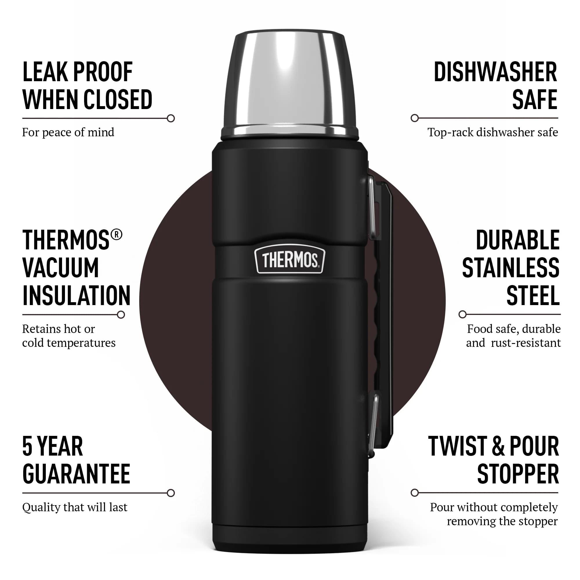 فلاسک ترموس 1.2 لیتر استیل Thermos Stainless King Flask 1200ML — تصویر ۱۱