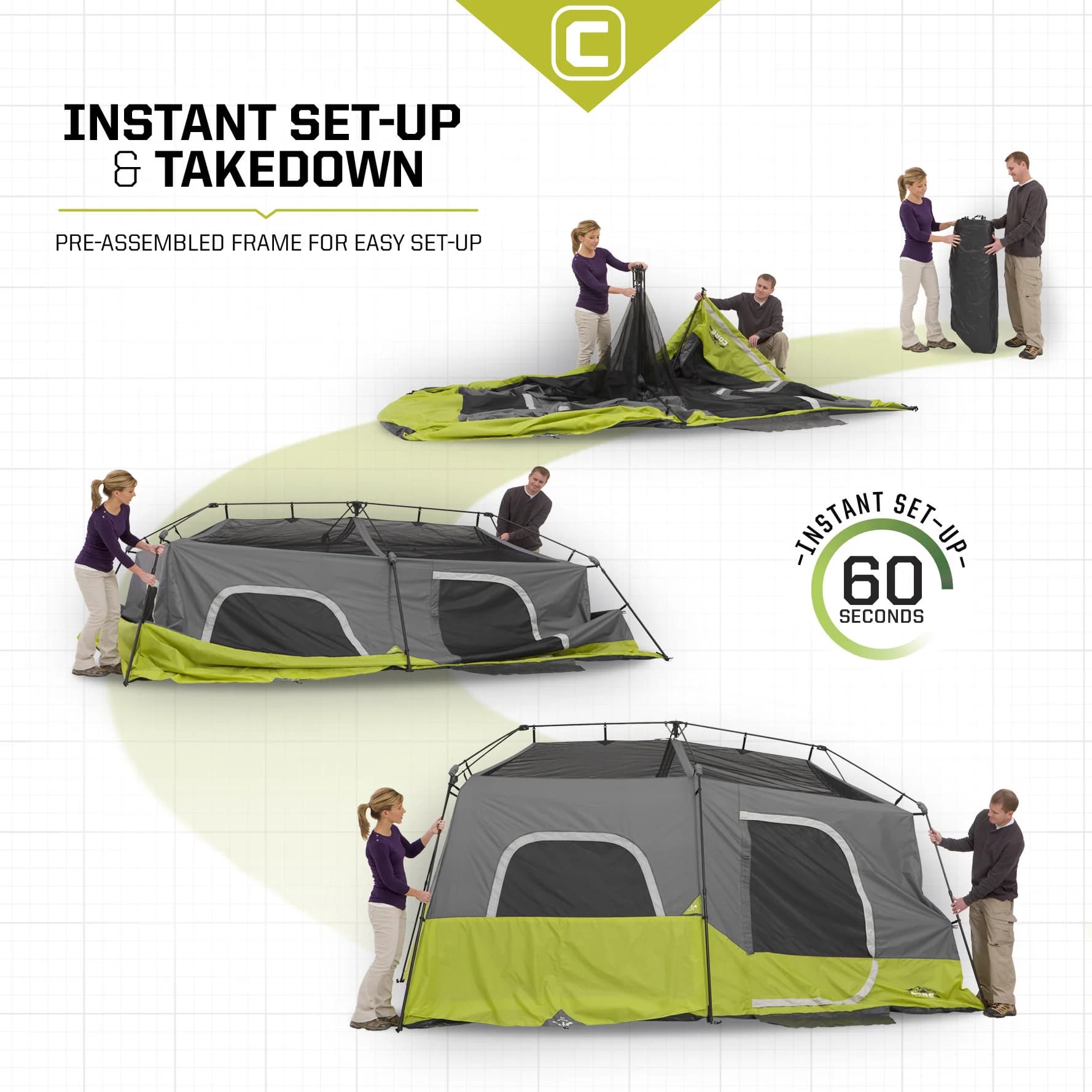 چادر کر اتومات – 9 نفره کمپینگ Core 9 Person Instant Cabin Tent — تصویر ۷