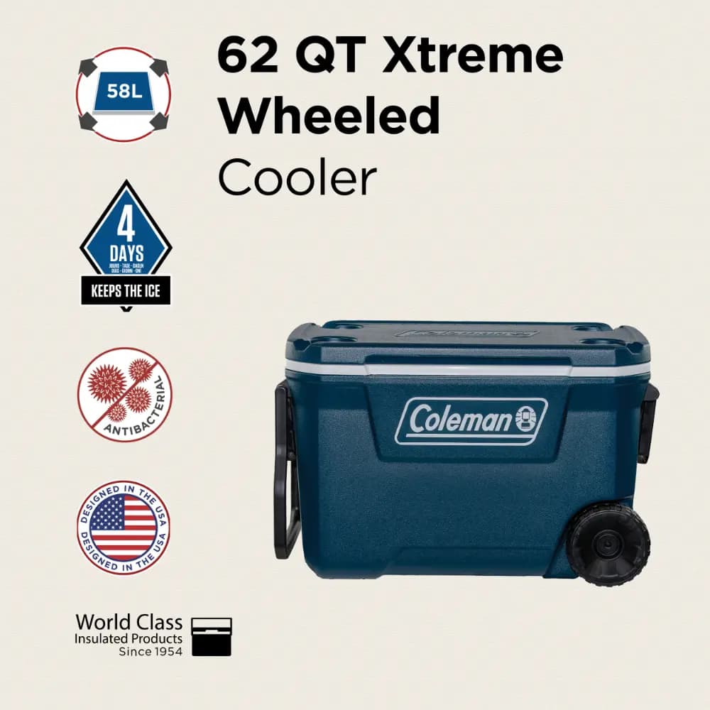 کولباکس کلمن – یخدان چرخدار اکستریم 58 لیتری Coleman® 62QT Xtreme Wheeled Cooler Box — تصویر ۷