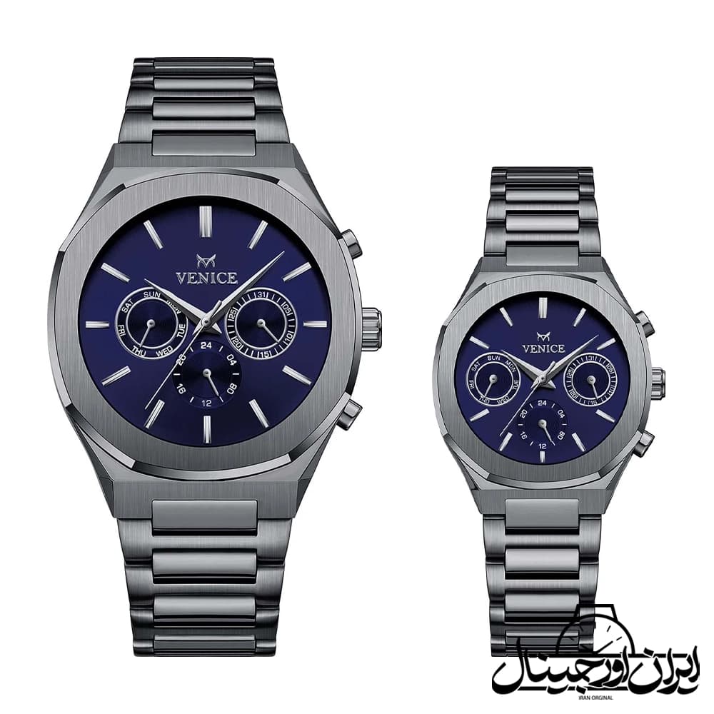 ساعت ست ونیز سه موتوره Venice Full Date Couple Watch 80153-4 — تصویر ۲