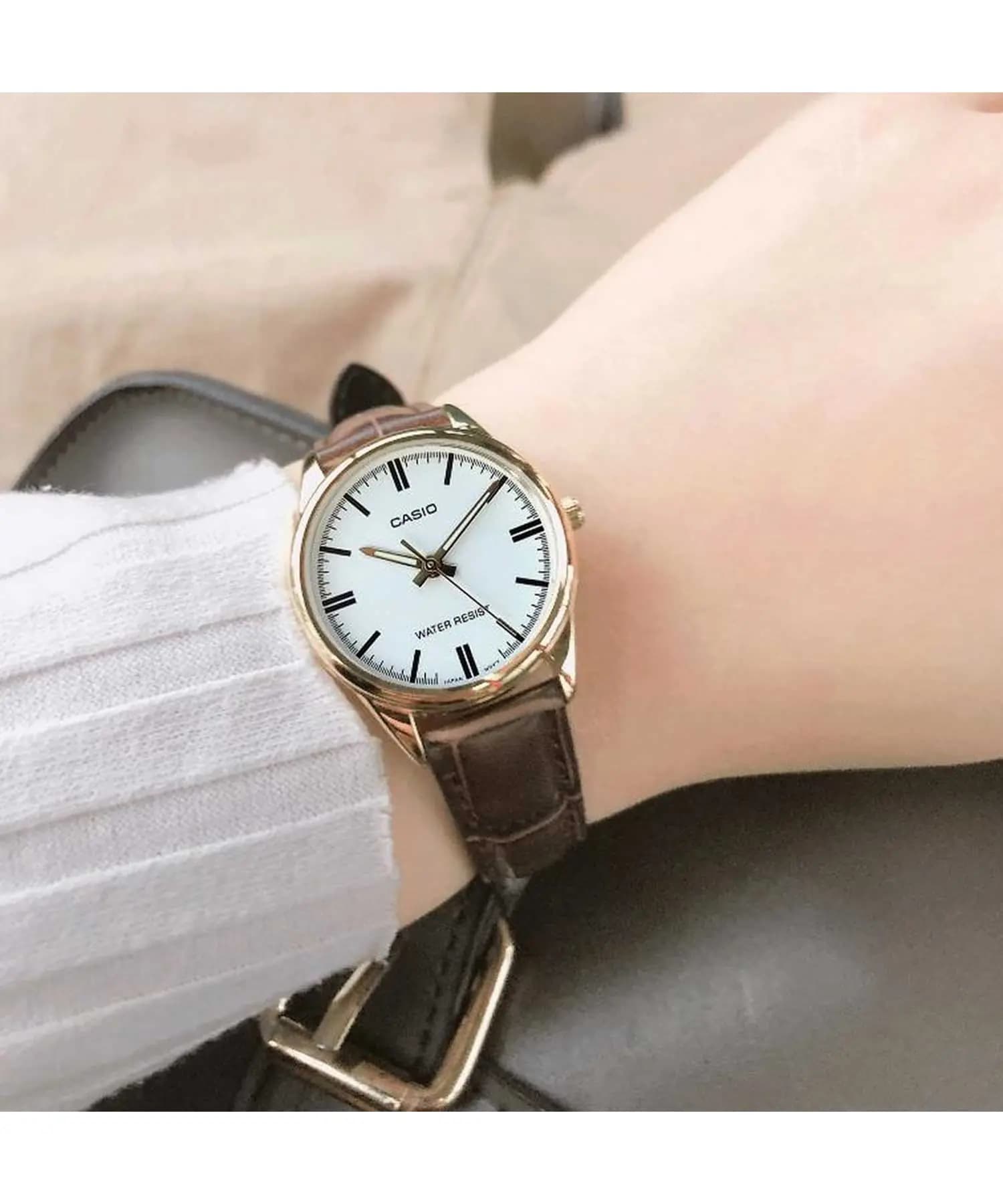 ساعت مچی کاسیو چرمی زنانه CASIO LTP-V005GL-7AUDF — تصویر ۶
