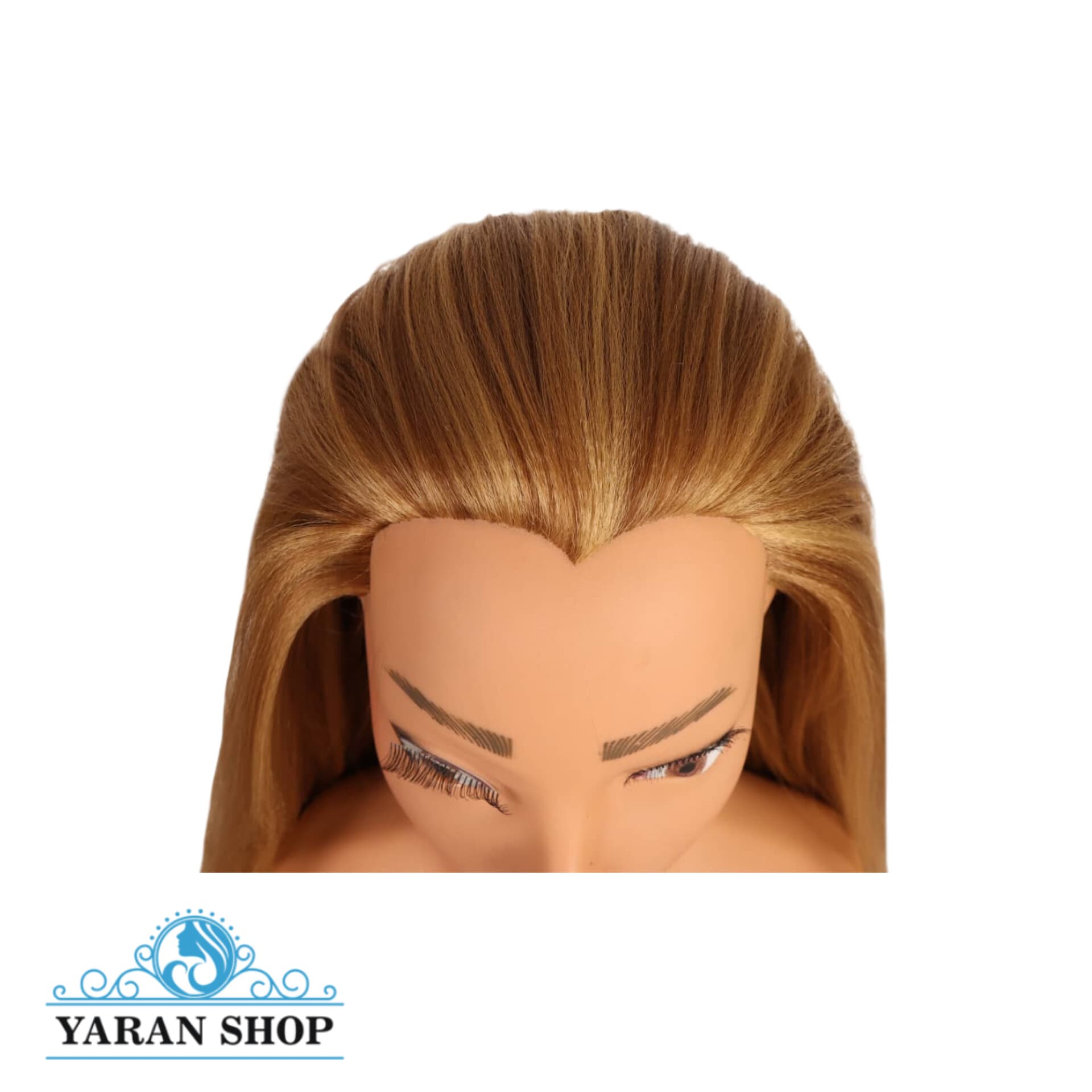 سر مانکن شینیون نیم تنه رنگ مش عسلی قهوه ای به همراه پایه رومیزی — تصویر ۲