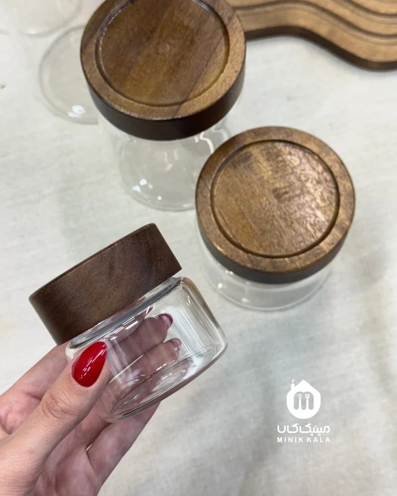 بانکه پیرکس درب چوب تیره رزوه ای — تصویر ۲