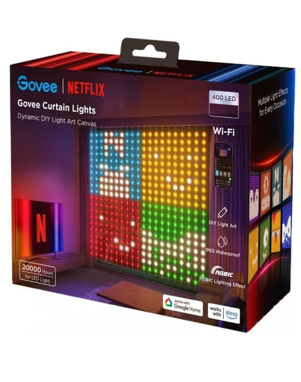 چراغ LED هوشمند Govee مدل Curtain Light Support Matter Netflix