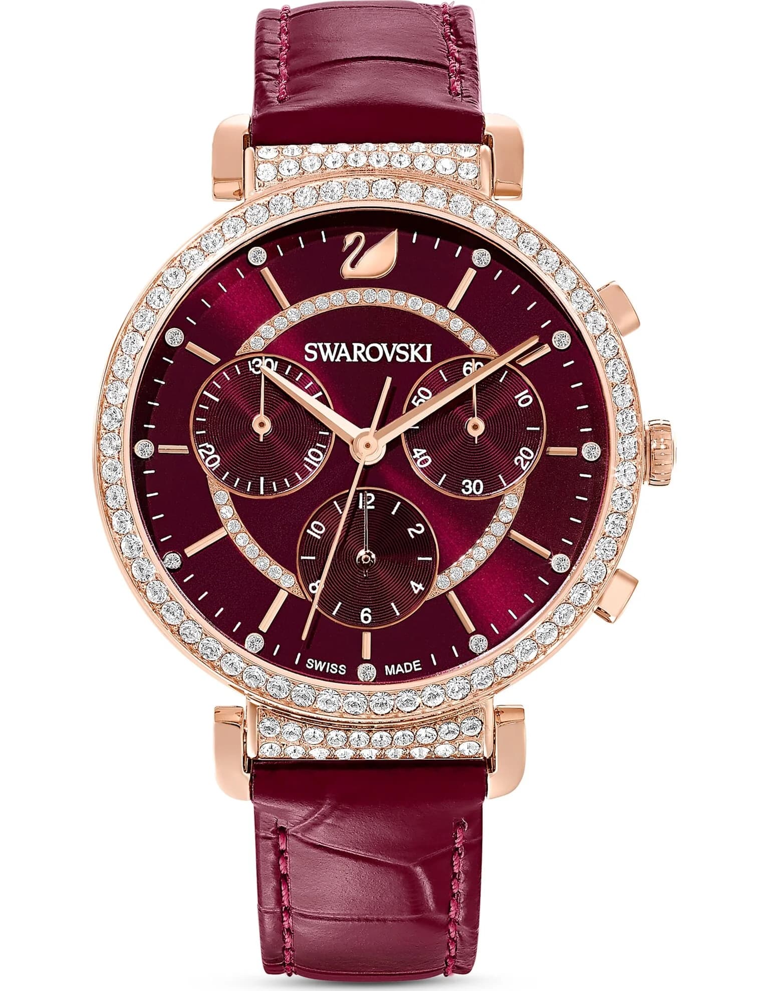 ساعت مچی قرمز سوئیسی سواروسکی اورجینال Swarovski Passage Chrono watch 5580345 — تصویر ۷