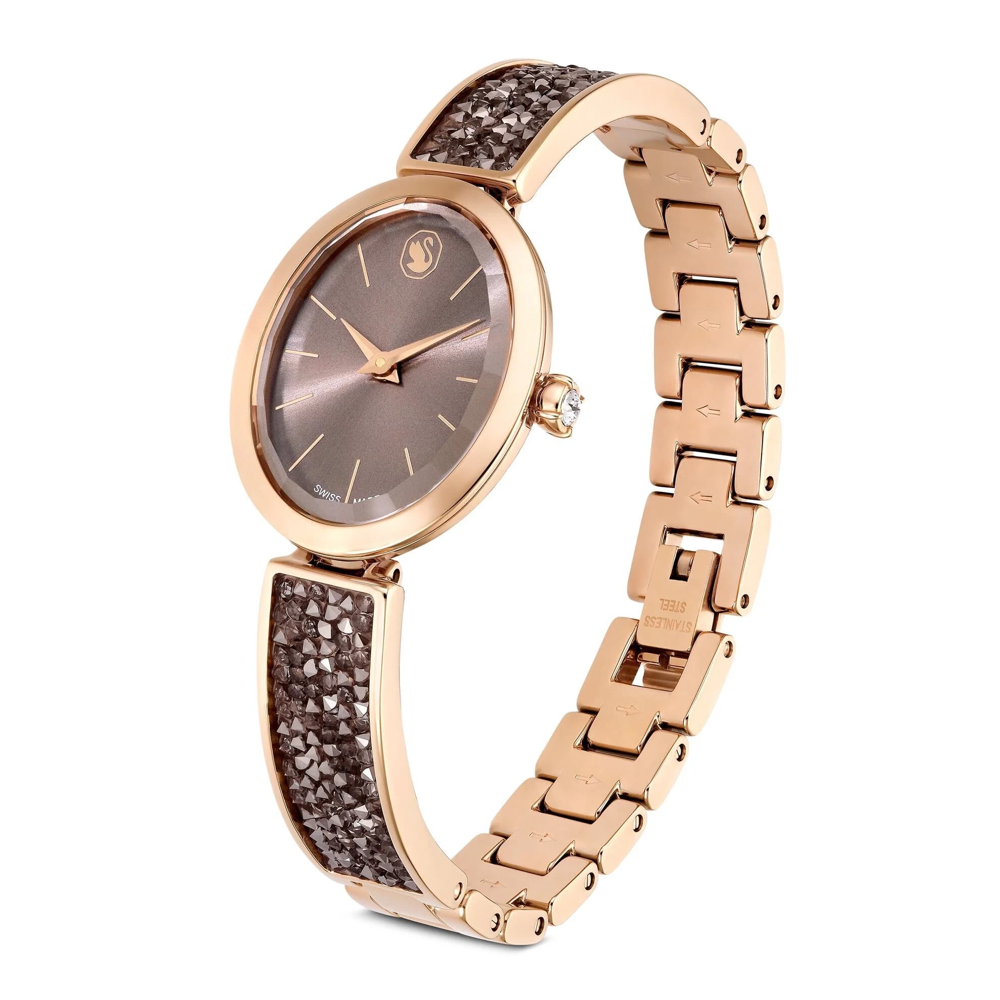 ساعت مچی مشکی سوئیسی سواروسکی اورجینال Swarovski Crystal Rock Oval Saat watch 5656857 — تصویر ۹