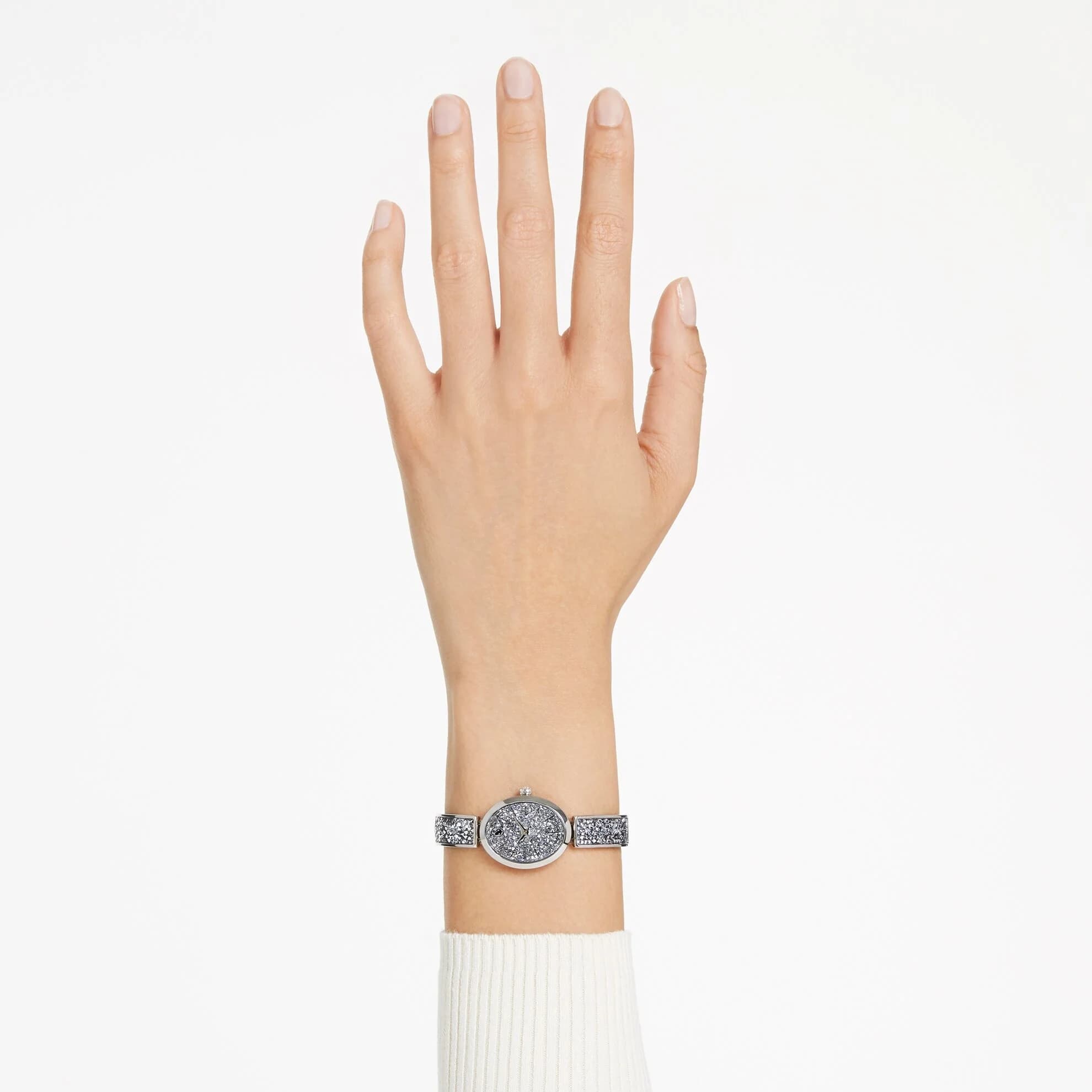ساعت مچی نقره ای سوئیسی سواروسکی اورجینال Swarovski Crystal Rock Oval Saat watch 5656881 — تصویر ۷