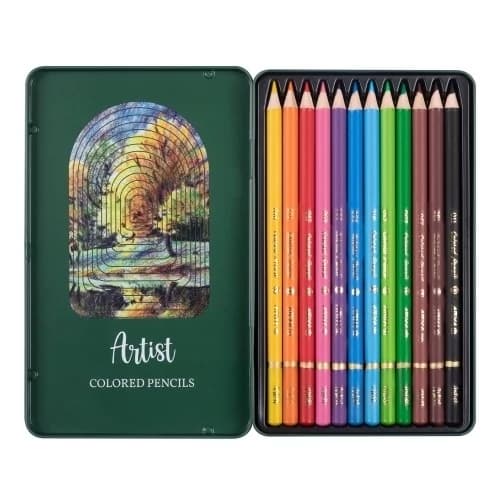 Arya Artist آریا آرتیست مداد رنگی 12 رنگ جعبه فلزی 39010 — تصویر ۹