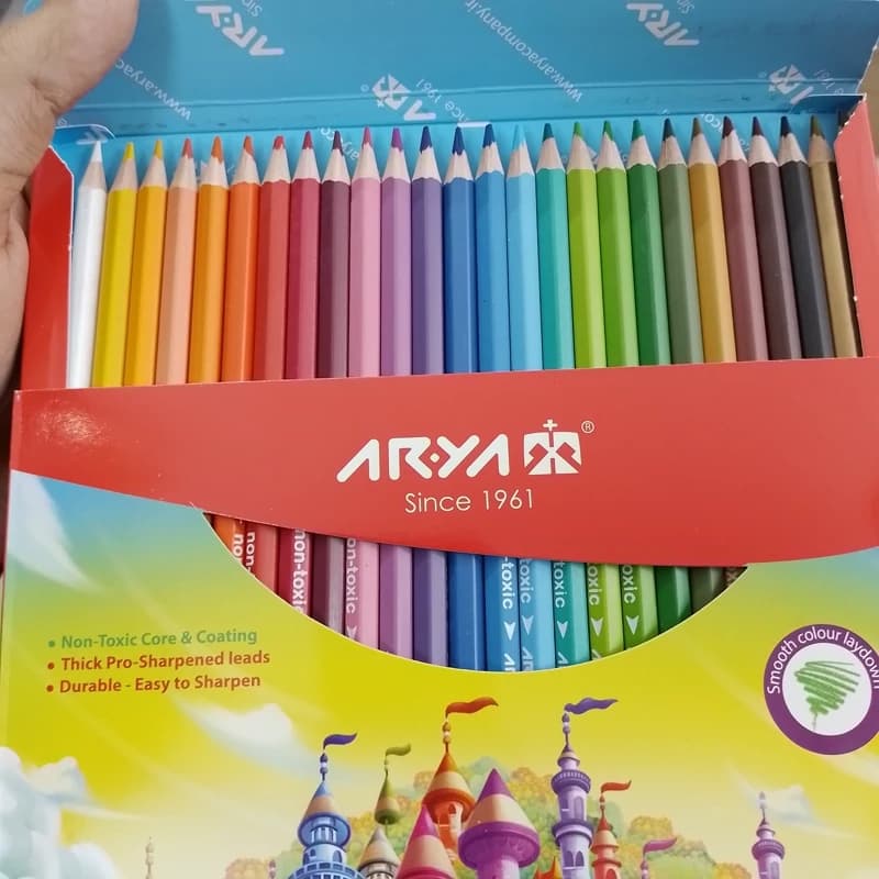 Arya آريا مداد رنگی 2+24 رنگ جعبه مقوايی 30178 — تصویر ۴