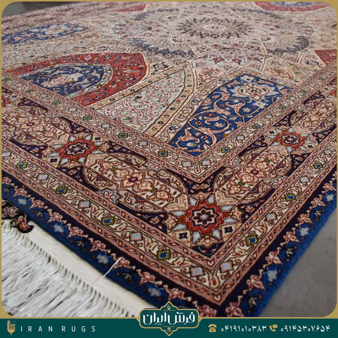 خرید فرش دستباف 3 متری طرح نقش گنبد قرمز و کرمی — تصویر ۵