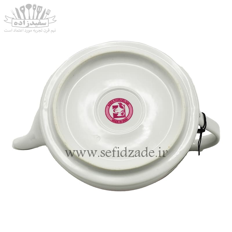 قوری چینی شکس (SHEX) مدل دریا حاشیه صورتی کف پهن — تصویر ۴