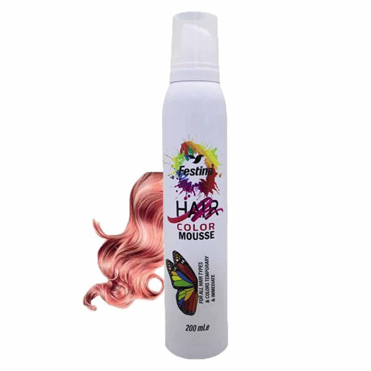 اسپری موس مو رنگی ( موقت – فوری ) رنگ سرخابی فستینا 200 میلی لیتر — تصویر ۲