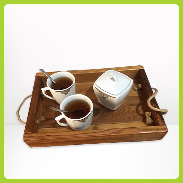 سینی چوبی با دسته کنفی