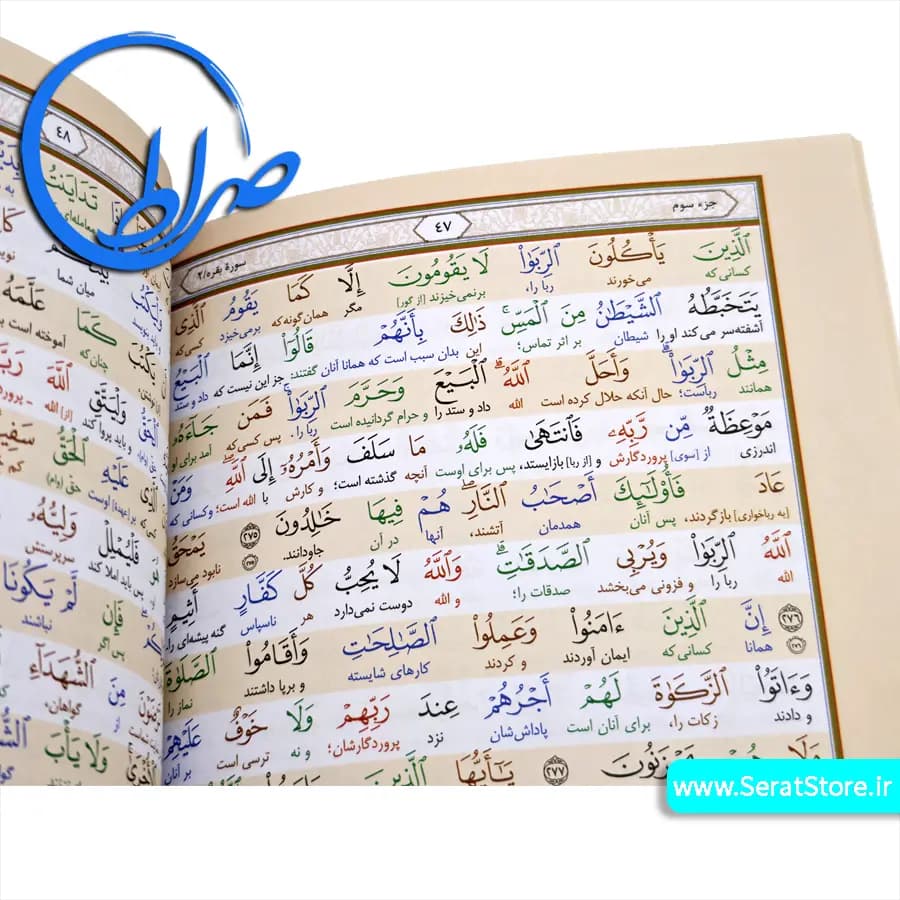 قرآن کریم ترجمه تحت اللفظی شیخ الهند با ترجمه محمدعلی کوشا ۶ پاره قابدار — تصویر ۱۰