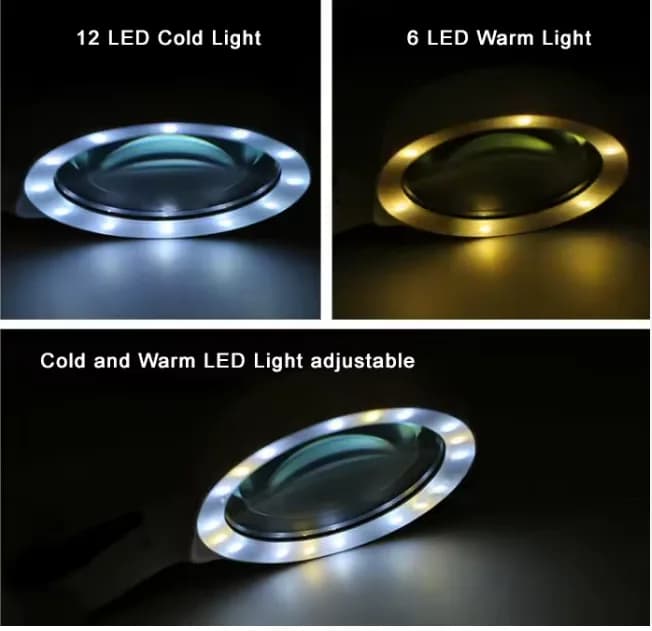 ذره بین 4x قطر 10 سانت مدل 95100B با 18 عدد LED — تصویر ۵