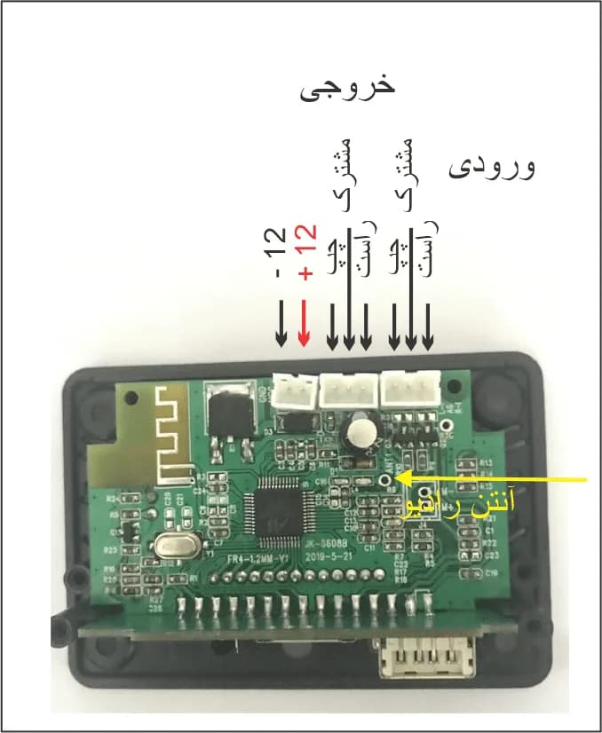 پنل فلش خور بلوتوث دار با قابلیت ضبط صدا مدل JK6608BT — تصویر ۸