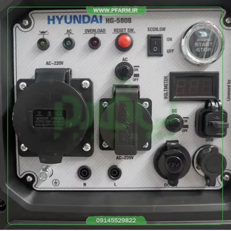 موتور برق اینورتر سایلنت هیوندای ۵.۷ کیلووات مدل HG-5808 — تصویر ۹